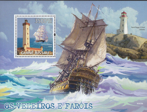 Sailboats Lighthouses Sea Waves Ocean Souvenir Sheet Mint NH