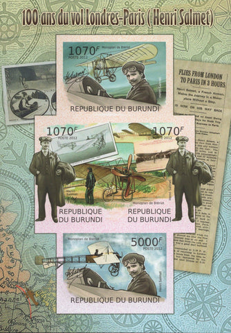 London Paris Flights Henri Salmet Imperforated Sov. Sheet MNH