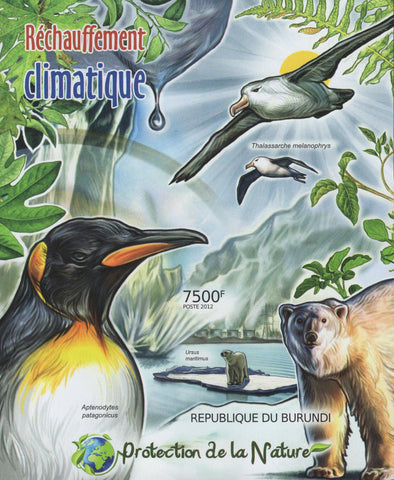 Global Warming Penguin Seagull Polar Bear Imperforated Sov. Sheet MNH