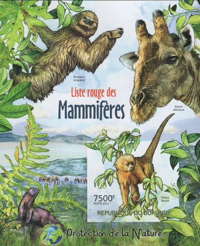 Fauna Animals Mammals Giraffe Monkey Imperforated Sov. Sheet MNH