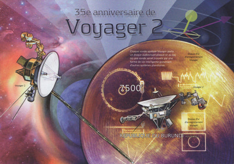 Satellite Voyager 2 Anniversary Space Imperforated Sov. Sheet MNH