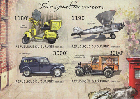 Currier Transportation Mail Postage Imperforated Sov. Sheet of 4 Stamps