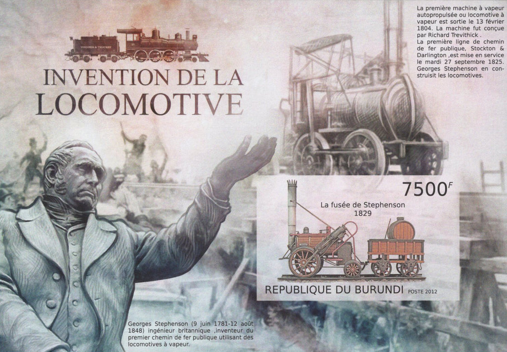 Locomotive Invention Rocket Imperforated Sov. Sheet MNH