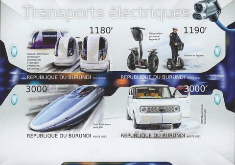 Electric Transportation Imperforated Sov. Sheet of 4 Stamps MNH