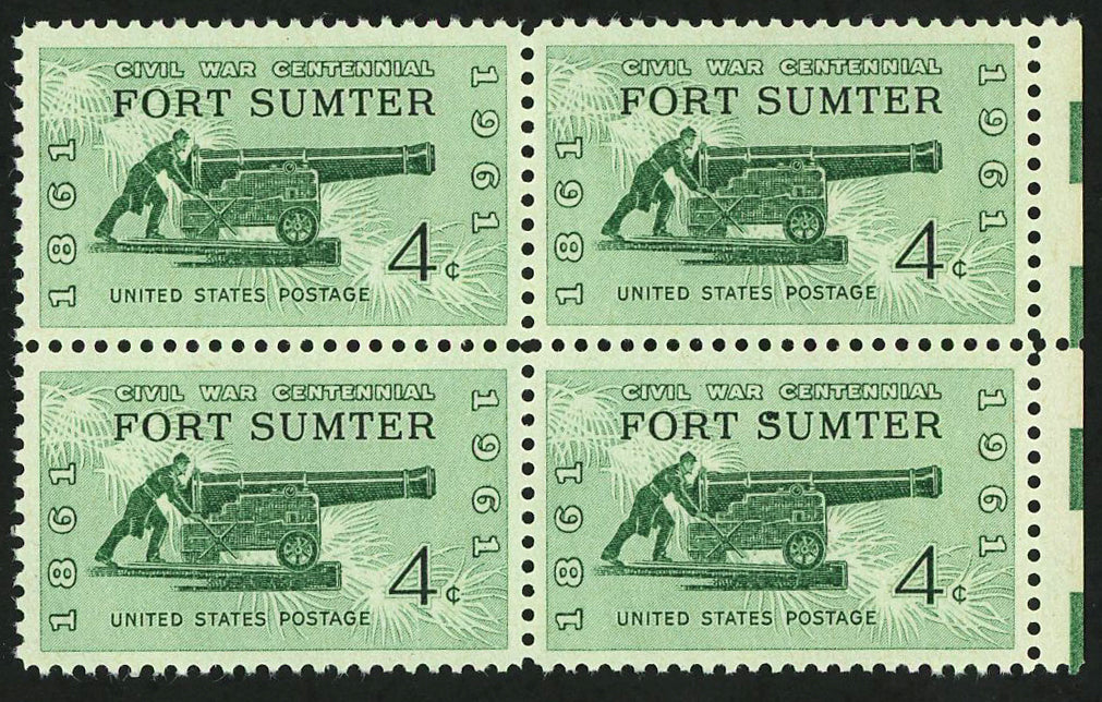 USA American Civil War Centennial Fort Summer Block of 4 Stamps Mint NH