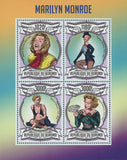 Marilyn Monroe Historical Figure Famous Souvenir Sheet of 4 Stamps Mint NH