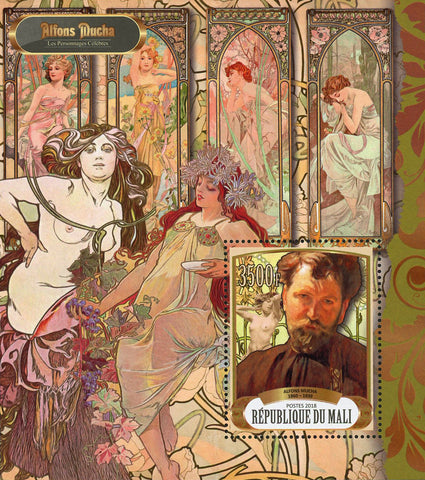 Artist Art Alfons Mucha Historical Figure Souvenir Sheet MNH