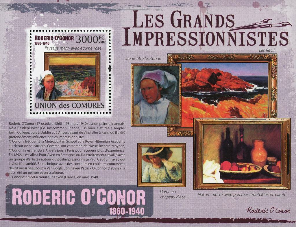 Famous Impressionist Roderic O'Conor Art Sov. Sheet Mint NH