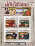 Famous Impressionist William Merrit Chase Art Sov. Sheet of 4 Stamps MNH