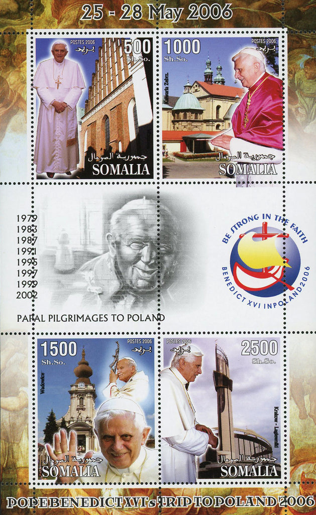 Pope Benedict XVI Trip to Poland 2006 Souvenir Sheet of 4 Stamps Mint NH