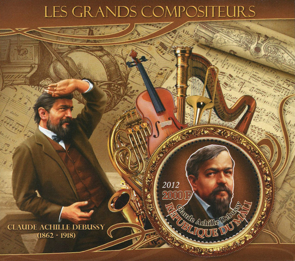 Famous Composer Claude Achille Debussy Music Sov. Sheet of 2 Stamps MNH