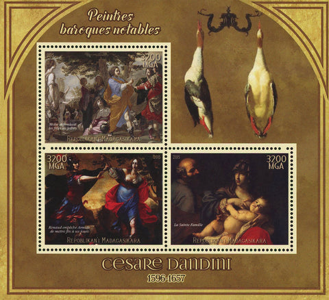 Cesare Dandini Barroque Painter Art Sov. Sheet of 3 Stamps MNH