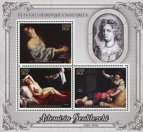Artemisia Gentileshchi Barroque Painter Art Sov. Sheet of 3 MNH
