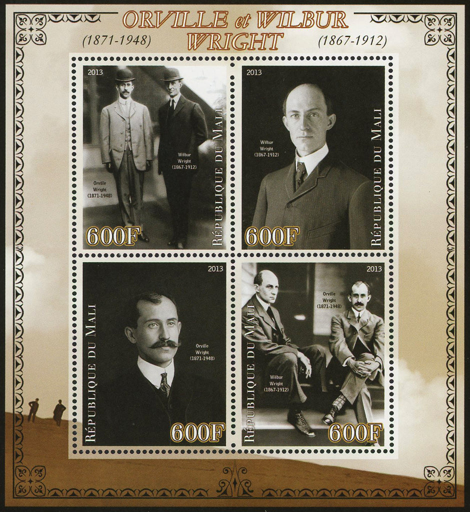 Orville and Wilbur Wright Airplane Flight Sov. Sheet of 4 Stamps Mint NH
