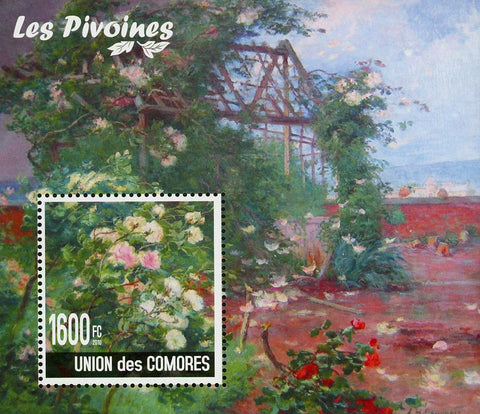 Peonies Flowers Plants Nature Art Souvenir Sheet MNH