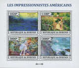 American Impressionists Painters Art S/S of 4 Stamps MNH