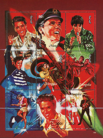 Elvis Presley Rock n' Roll Singer Famous Sov. Sheet of 9 MNH
