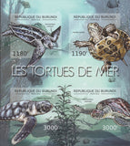 Sea Turtles Imperforated Souvenir Sheet of 4 Stamps MNH