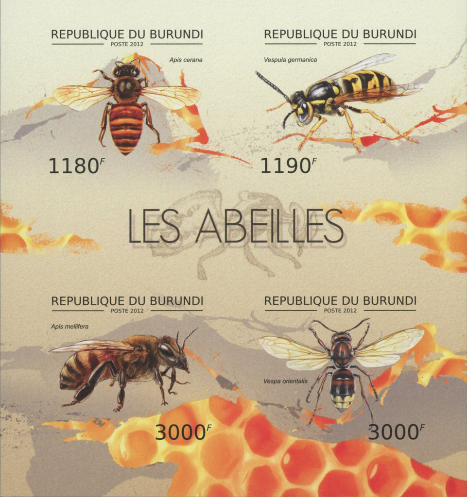 Bees Imperforated Souvenir Sheet of 4 Stamps Mint NH