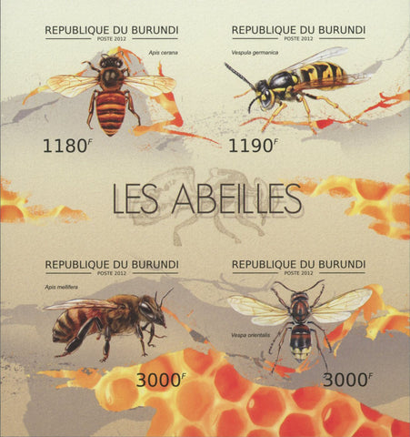 Bees Imperforated Souvenir Sheet of 4 Stamps Mint NH