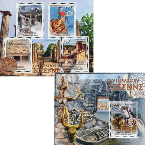 Aegean Civilization Stamp Bundle Lions Door Greece Souvenir Sheet of 4 Mint NH