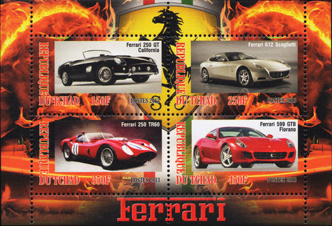 Cars Ferrari Luxury Sport Souvenir Sheet  4 stamps 2013  Mint NH