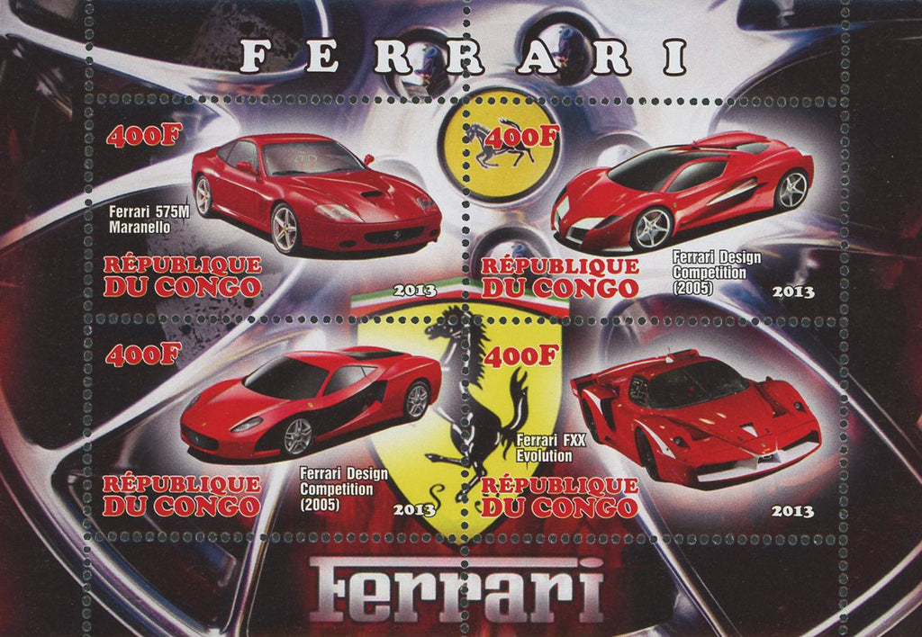 Car Ferrari Sport Souvenir Sheet of 4 Stamps 2013 Mint NH