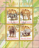 Malawi Animals Africa Warthog Cheetah Elephant Rhinoceros Souv. Sheet of 4