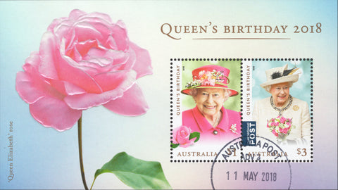 Australia stamp Queen Elizabeth Rose Flower Souvenir sheet