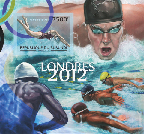 Sports Olympics Natation Swimming London 2012 Imp. Souvenir Sheet MNH
