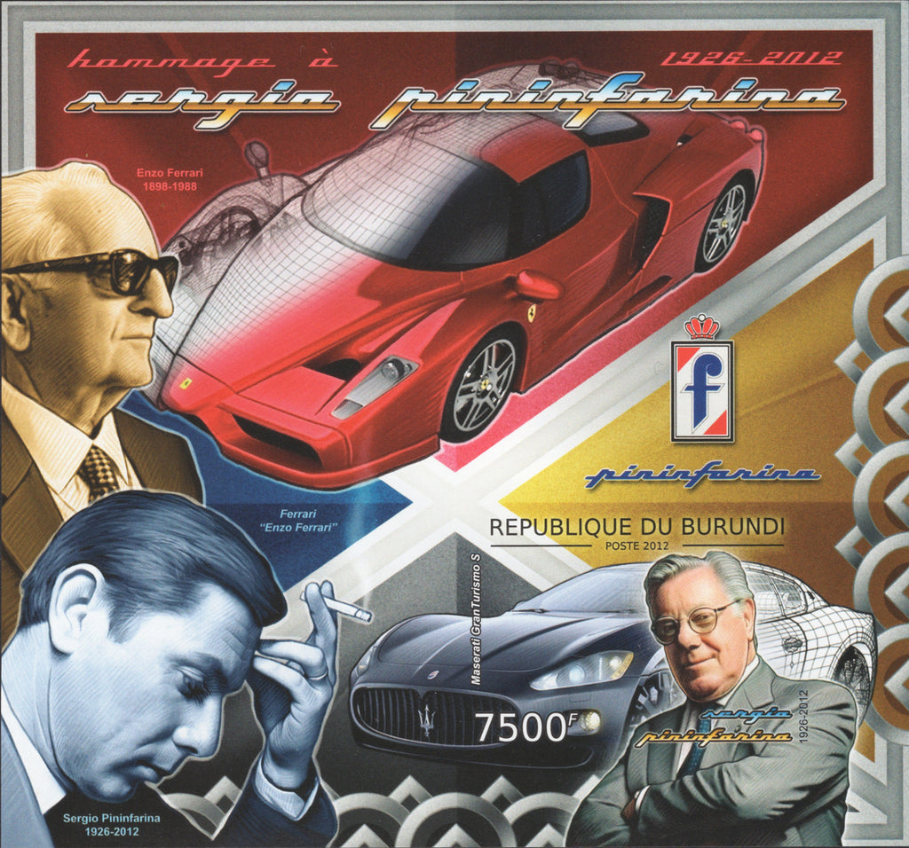 Sergio Pininfarina Cars Ferrari Designers Famous Imp. Souv. Sheet MNH