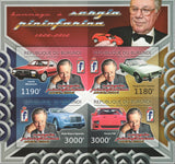 Cars Ferrari Peugeot Lancia Rolls Royce Imp. Sov. Sheet of 4 Stamps MNH