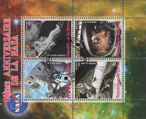 Benin Astronaut Space Souvenir Sheet Of 4 Stamps