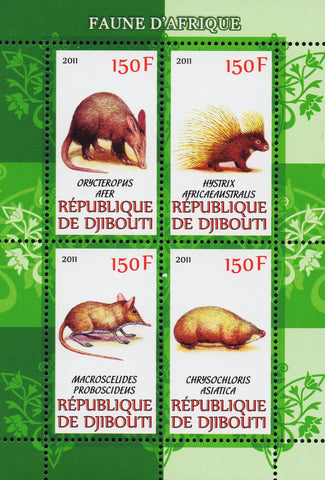 Djibouti stamps 2011 Souvenir Sheet wildlife animals MNH block of 4