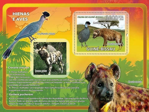 Hyenas Stamp Bird Crocuta Wild Animal Souvenir Sheet MNH #3842 / Bl.653