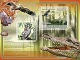 Crocodile Stamp Reptile Birds Mineral Stones Quartz S/S MNH #3834 / Bl.645