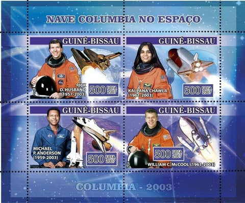 Space Stamp Shuttle Columbia Astronaut Kalpana Chawla Rick Husband S/S MNH