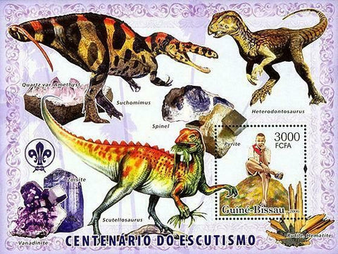 Scout Stamp Dinosaur Mineral Scotellosaurus Quartz Amethyst S/S MNH #3407/Bl.566