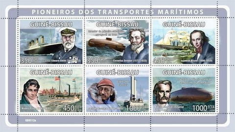 Ship Stamp Transport E.Smith C.Drebbel I.Brunel R.Fulton J.Cousteau S/S MNH