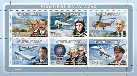 Aviation Stamp Wright C.Lindbergh Sikorsky F.Alonso J.& J. Montgolfiers S/S MNH