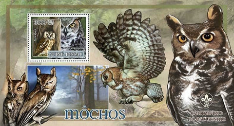 Owl Stamp Bird Tawny Owl Brown Scout Scouting S/S MNH #3609 / Bl.606