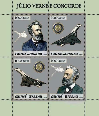 Jules Verne Stamp Concorde Airplane Transport Planet Silver Stamp S/S MNH #2936