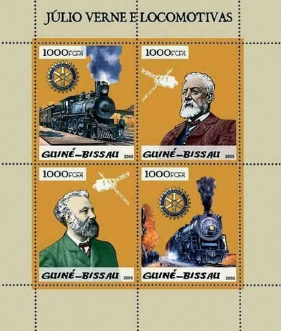 Jules Verne Stamp Train Locomotive Transport Golden Stamp S/S MNH #2930-2933