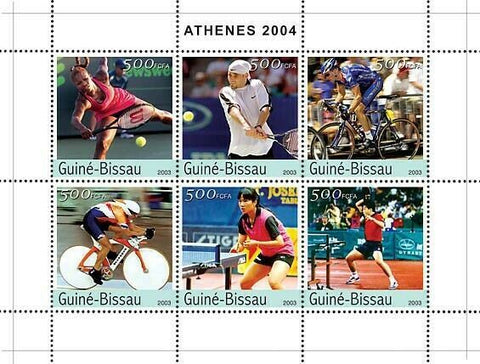 Sport Stamp Athens Games 2004 Table Tennis Soccer Tennis Cycling S/S MNH