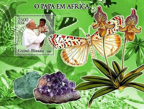 Pope Stamp John Paul II In Africa Butterfly Orchids Minerals S/S MNH #3208