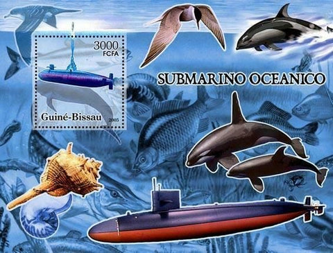 Submarine Stamp Transportation Lighthouse Seabird Whale Dolphin S/S MNH #3303