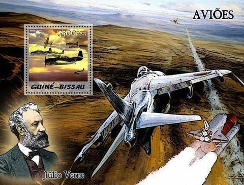Aircraft Stamp Airplane Aviation Transportation Jules Verne S/S MNH #3099/Bl.516