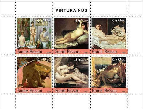 Nude Art Stamp Gustave Courbet Paul Gauguin Delacroix S/S MNH #2762-2767