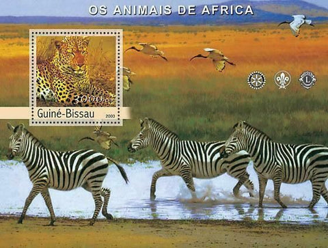 Jaguar Stamp Zebra Rotary Scouting Wild Animal Africa S/S MNH #2450 / Bl.427