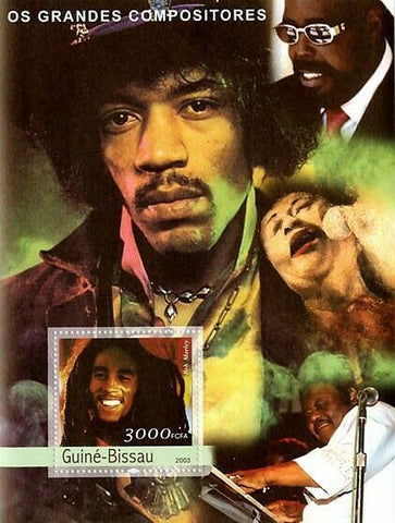 Music Stamp D. Bob Marley Jimi Hendrix Barry White S/S MNH #2338 / Bl.417